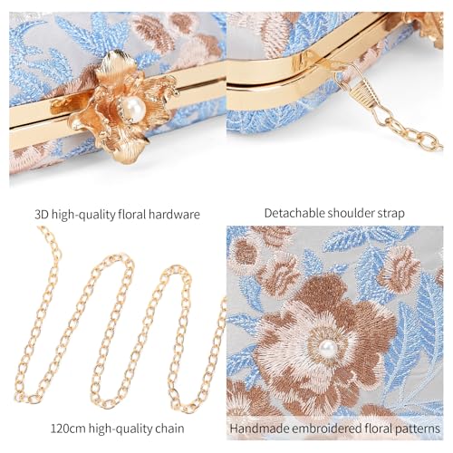 Image of RNIEGA Vintage Floral Clutch Purses for Women Wedding Guest Purse Evening Bag for Wedding Party Prom