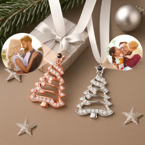 Custom Projection Photo Ornaments, Personalized Memorial Ornaments with Picture Inside, Christmas Hanging Decor for Family Xmas Party, Christmas Tree Projection Pendant 2025