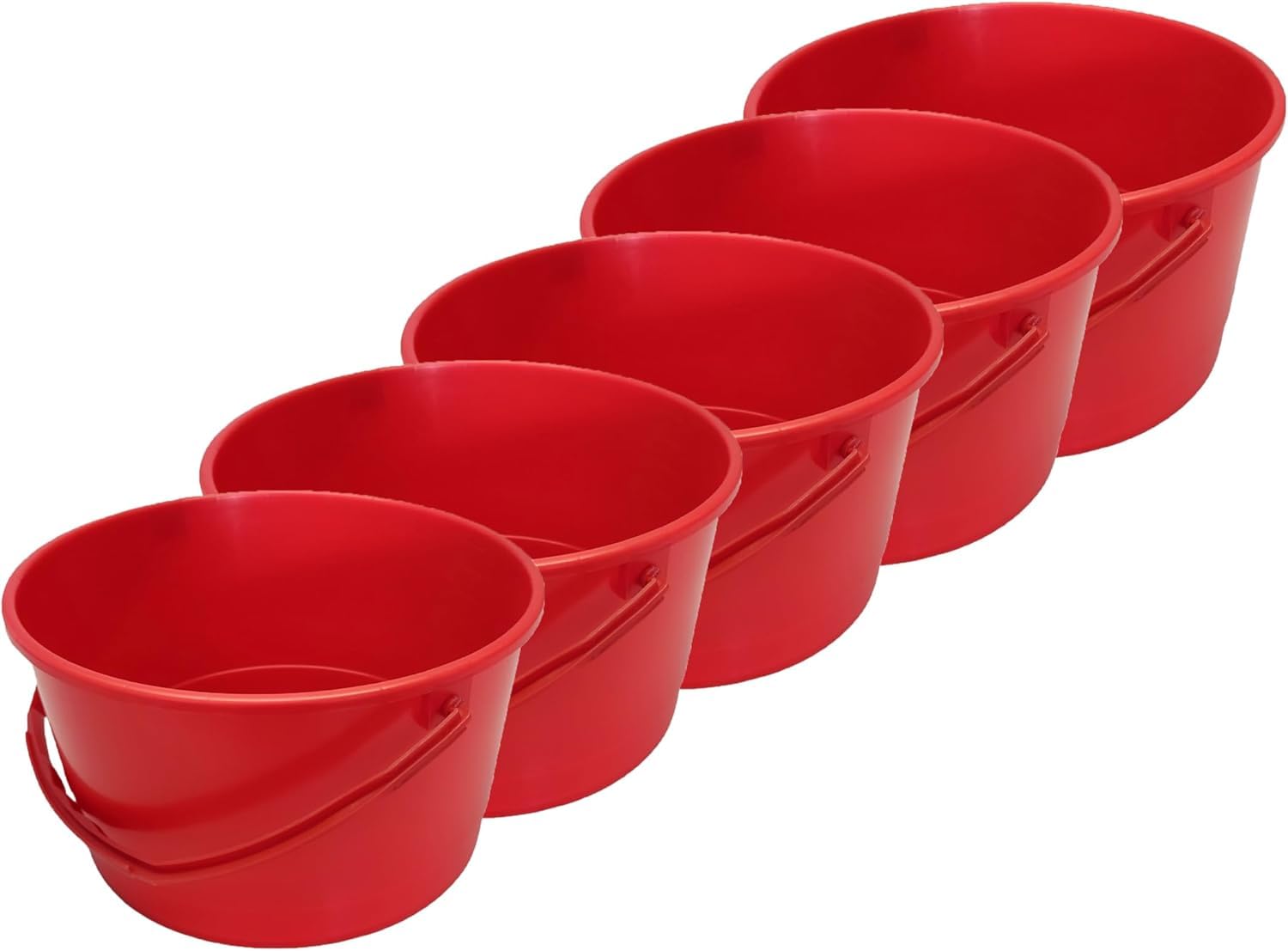 Cubo de plástico flexible resistente a impactos mecánicos set de 5 piezas de 4L color rojo