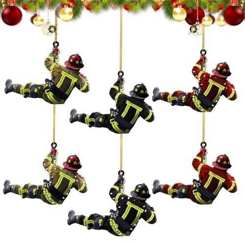 6 Stück Feuerwehrmann Weihnachtsbaumbehang, Feuerwehrmann Weihnachten...