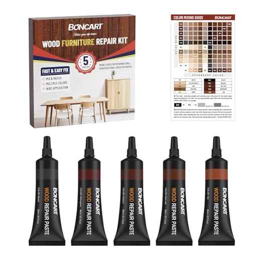 Boncart Wood Furniture Repair Kit, Wood Touch up Fillers, Repair Scratches, Cracks, Paint Chips, and Nail Holes on Furniture, Floors, Doors, Cabinets, and Tables (5 Dark Colors)