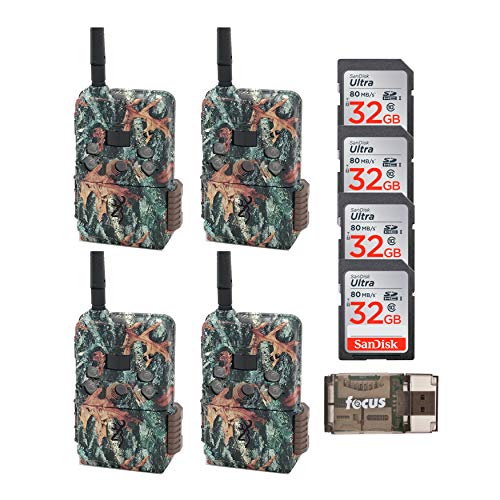 Browning Trail Camera - Defender Wireless Pro Scout Cellular (16MP Verizon) SD Card and Reader Bundle, 4 Pack (9 Items)