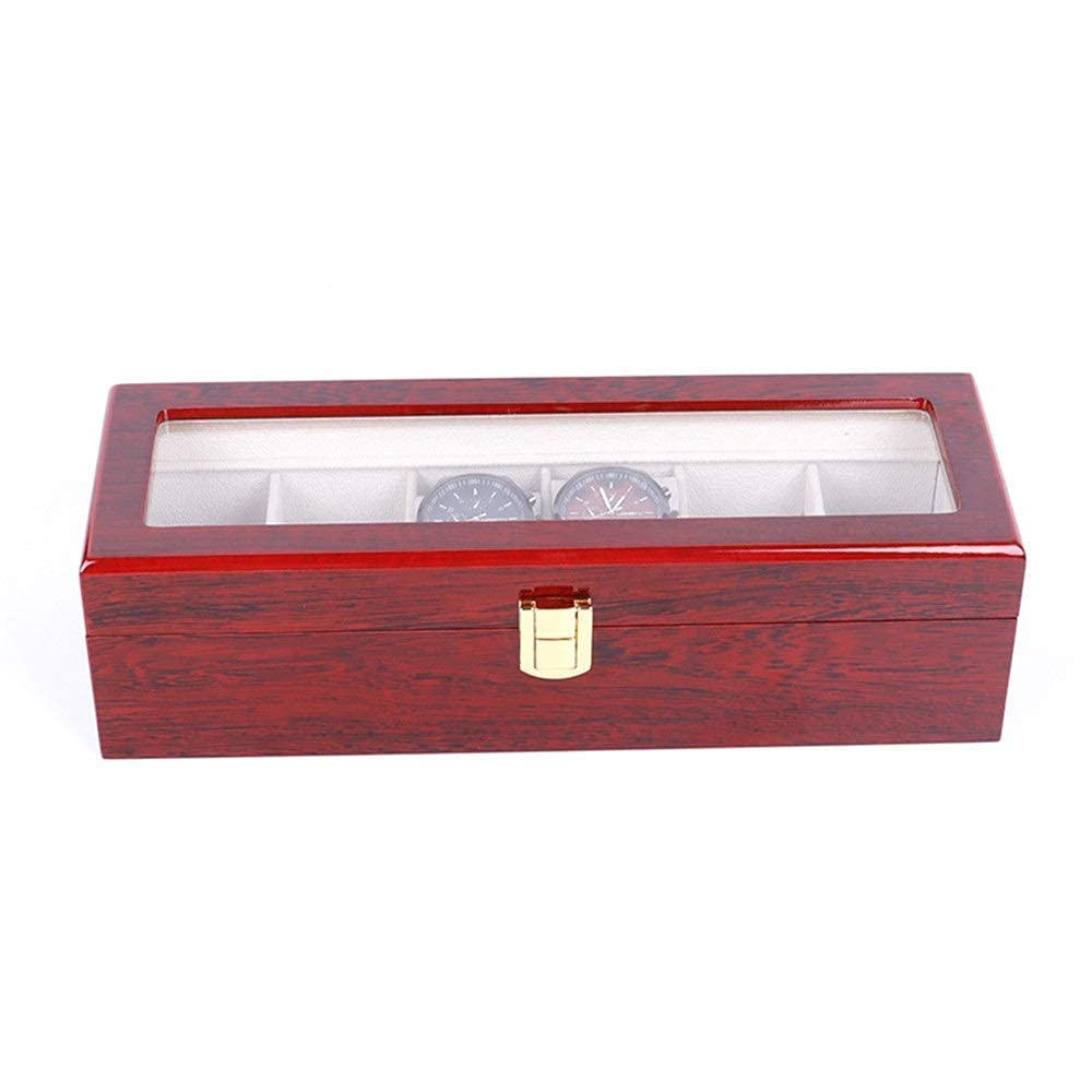Uhrenbox, 6 Fächer, hochwertige Uhren-Aufbewahrungsbox, Präsentationsbox, leichte Schmuck-Display-Box, hölzerne Sprühfarbe, Uhrenaufbewahrung für Herren, Unisex, perfekt für den persönlichen Gebrauch