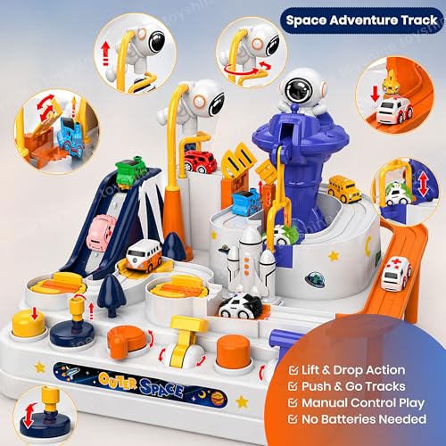 Image of Toyshine Space Orbit Challenge Adventure Cars Track Toys for 3+ Year Old Boys Girls, City Rescue Preschool Educational Toy Vehicle Puzzle Car Track Playsets for Toddlers