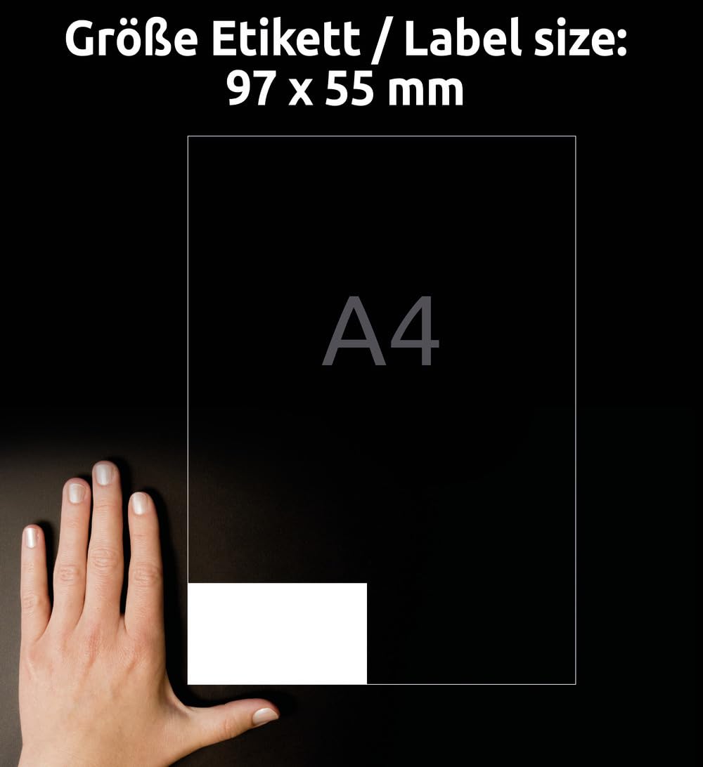 Avery Zweckform 3679 Lot de 1000 étiquettes universelles 97 x 55 mm pour imprimante laser et jet d'encre (Blanc) (Import Allemagne)