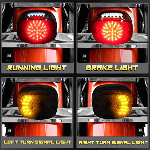 Image of NTHREEAUTO Smoked LED Tail Light Brake Turn Signal Light Low Profile Taillights Compatible with Harley Road King, Sportster 883 1200, FXDL, FLST, Electra Road Glide, Dyna