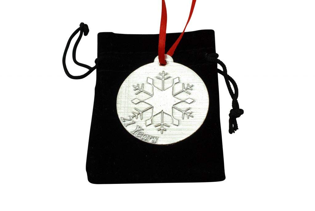 21st Wedding Anniversary Metal Keepsake Chrstimas Tree Ornament Bauble Decoration Ornament