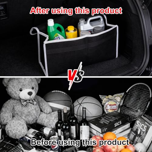 GZRXIOUS Kofferraum Organizer Auto Kofferraumtasche, Faltbare Auto Aufbewahrungstasche Filz mit Klettverschluss, Rutschfest Stabil, Große Kofferraumtasche Klappdeckel, Universal Autotasche Organizer