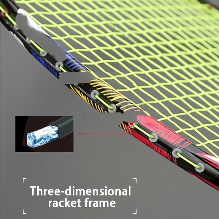 Badminton Set Racchetta da Badminton Ultraleggera 8U 62g G5 in Fibra di Carbonio con Corde, Racchetta Professionale 24-32 libbre