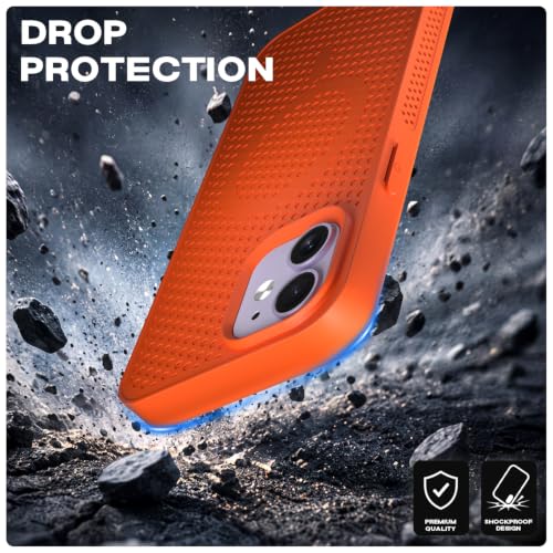 Image of Pikkme Back Cover for iPhone 12 /12 Pro | Honeycomb Cooling Design | Silicone Heat Dissipation | Mag-Safe Compatible | Shockproof Camera Protection Bumper Case (Orange)