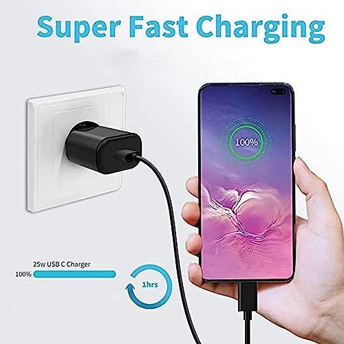 Image of Original 25W USB-C High Speed Charging for Samsung Super Fast Type C to C 3.3FT Cable Wall Charging for Samsung S23 /S22 /S21 /Z Fold /Flip /A /F /S /M Series- Black