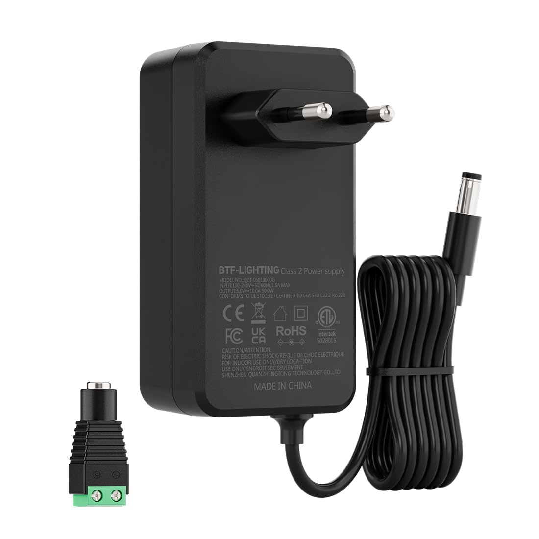 BTF-LIGHTING 5V10A zasilacz CE LED transformator zasilanie AC 100-240 V | Adapter sieciowy do DC 5 V 10 A 50 W transformator do WS2812B SK6812 WS2801 taśma LED WiFi Router USB Hub TV Box