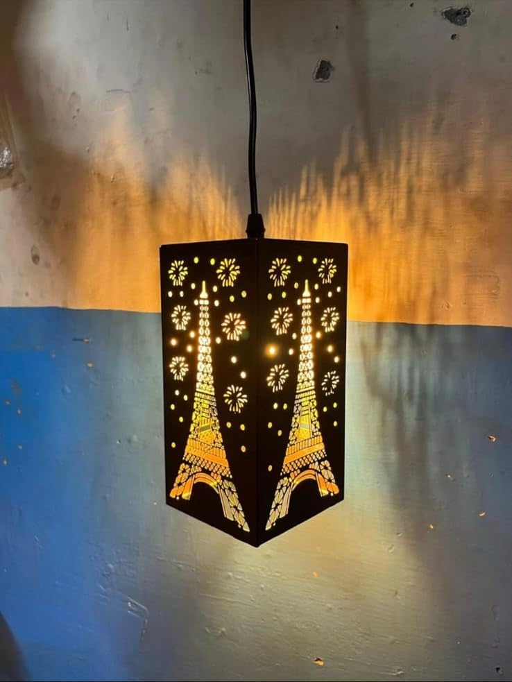 Image of Metal Modern Hanging Pendant Lights for Ceiling Light for Living Room, E27 Pendant Lights for Ceiling, Danish Shaped Kitchen, Bedroom (Pack of 1)