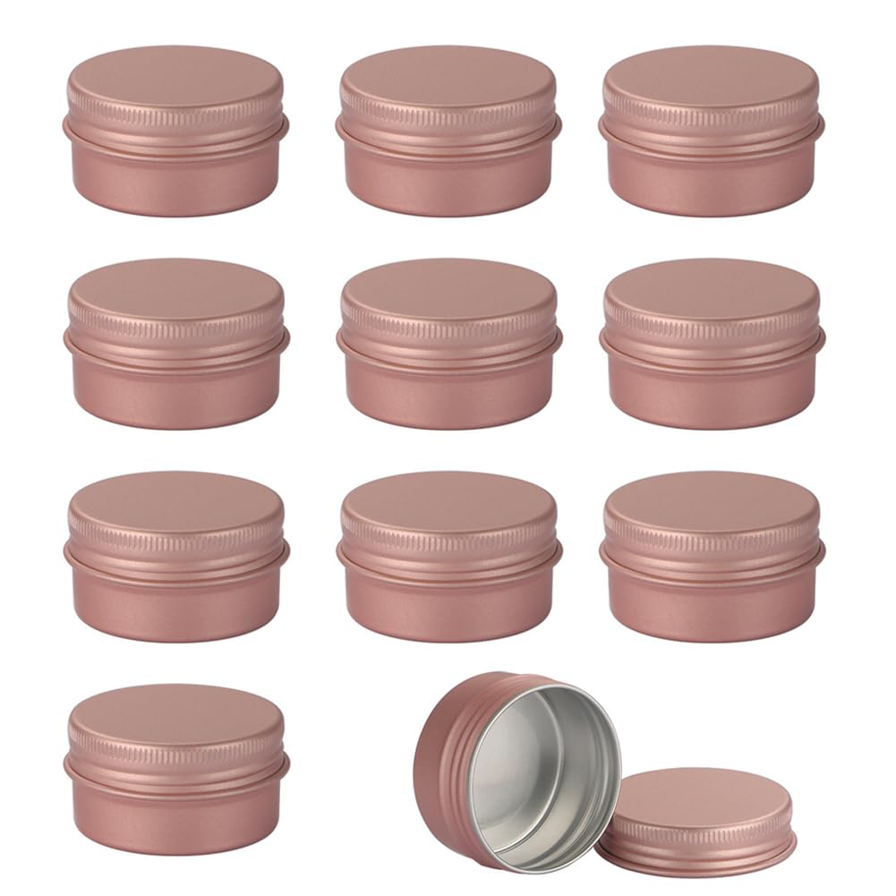 12Pcs 30ml/1oz Aluminum Tin Jar with Screw Lid Empty Refillable Aluminum Round Tin Containers for Cosmetic Lip Balm Cream Rose Gold, FBA-GUS0043884