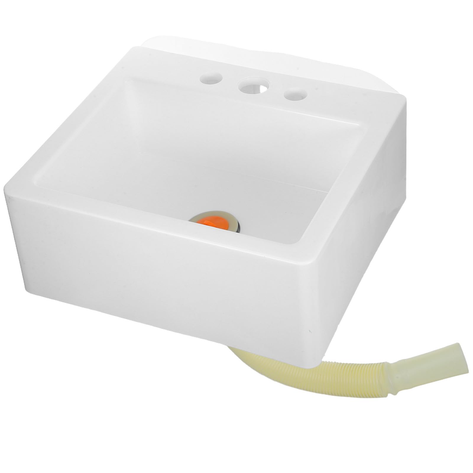 Lavabo de Pared para Baño Compacto, Blanco, Plástico, Moderno