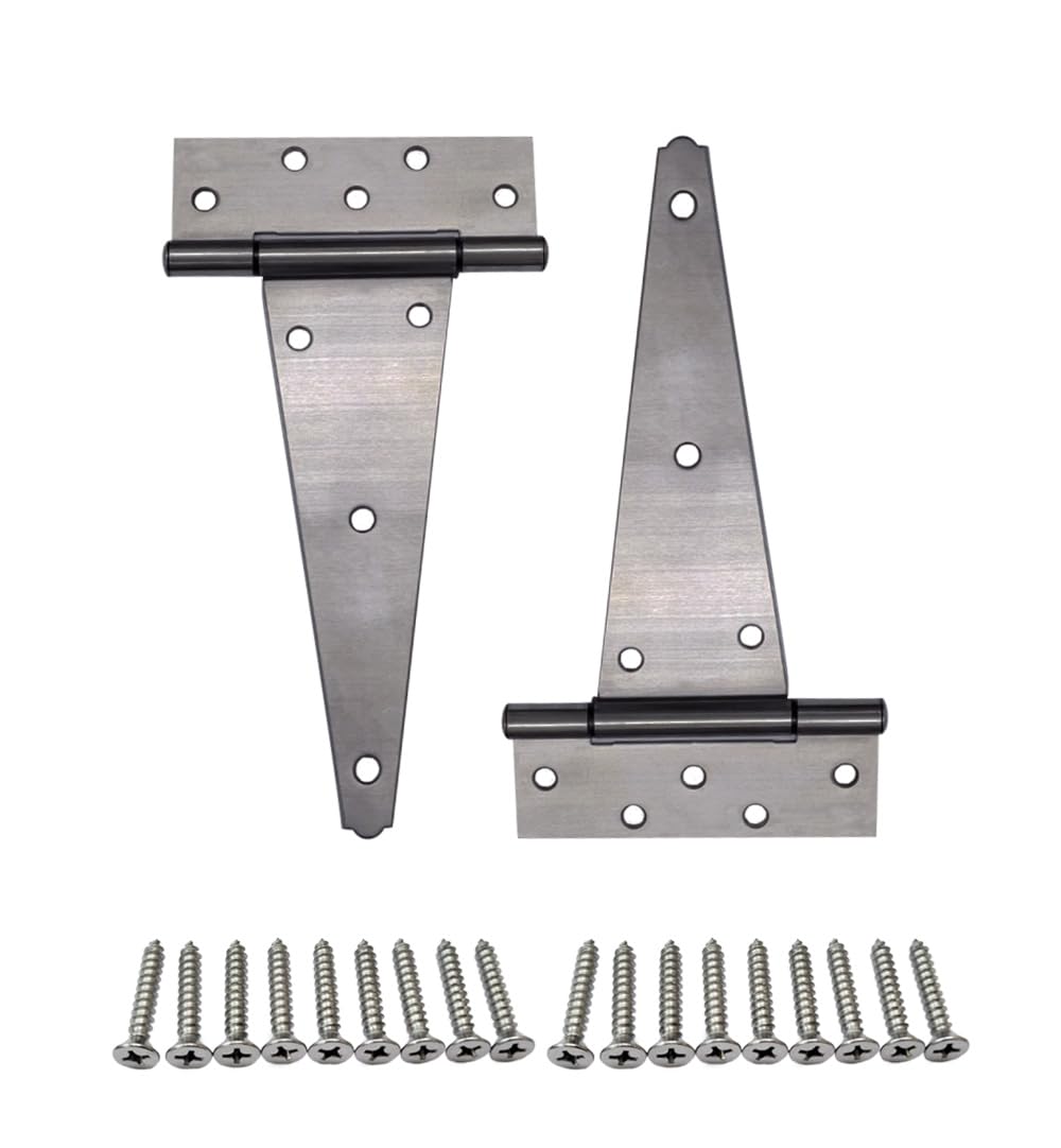 Charnière en T extra lourde QCAA en inox 25,4 cm pour ferrure de portail et penture de porte