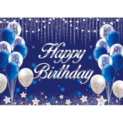 Fondo de cumpleaños 7x5 pies azul y dorado miniatura 6