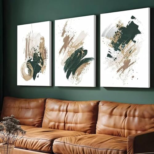 Affiche d'art vert et or TONGYINLI de 20x30 cm en lot de 3 cadres pour salon