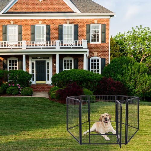 AufuN 6-TLG Welpenauslauf faltbares Freilaufgehege Tierlaufstall 80cm hoch, Automatische Verriegelung, Laufgitter Welpenlaufstall mit Tür für Hunde, Kaninchen, Kleintiere, Katze