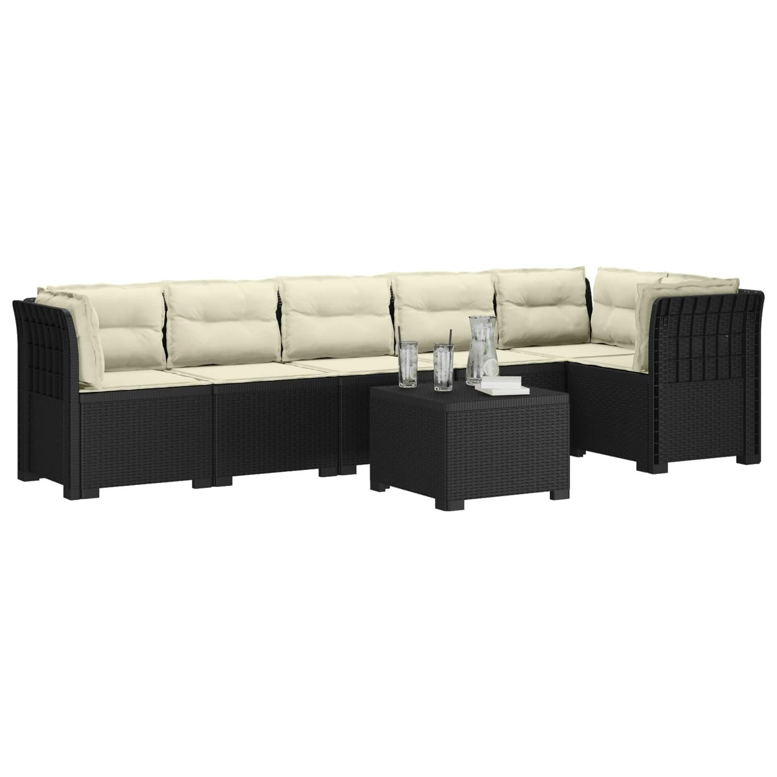 vidaXL Sofa Ogrodowa 6-osobowa z Poduszkami w Wyglądzie Rattanu PP