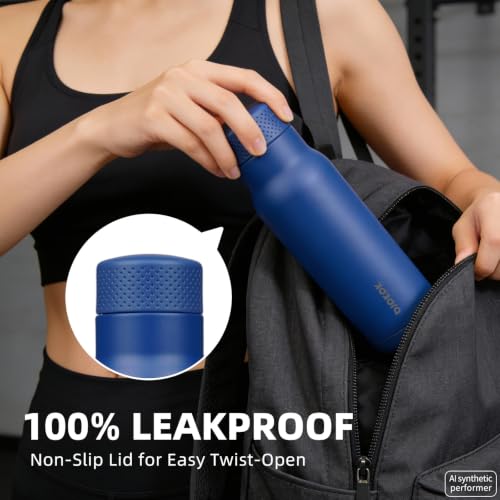 Image of BJPKPK Stainless Steel Water Bottle,21oz insulated Reusable Bottle,Leakproof Metal Thermal Flask Double Wall,Keep Drinks Cold and Hot,Sapphire Blue