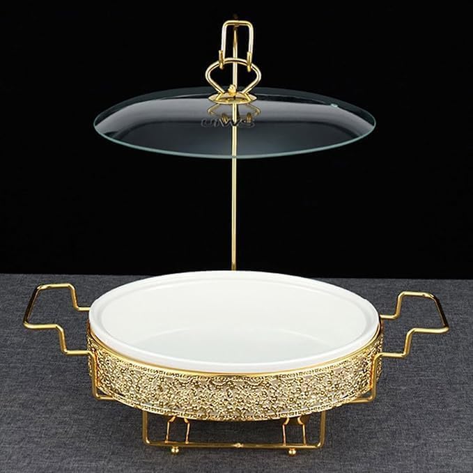 Elegante Juego De Calentador De Alimentos Dorado con Tapa, 3,5 L, para Buffet, Catering Y Entretenimiento, Ideal para Mesas De Comedor Y Fiestas. 2.5L