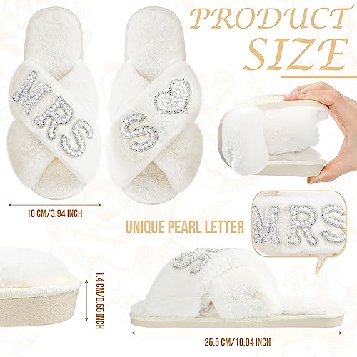Image of Xtinmee Personalized Initial Wedding Bride Slipper Mrs Pearl Letter Makeup Bag Bachelorette Party Bridal Shower Wedding Gifts(S)