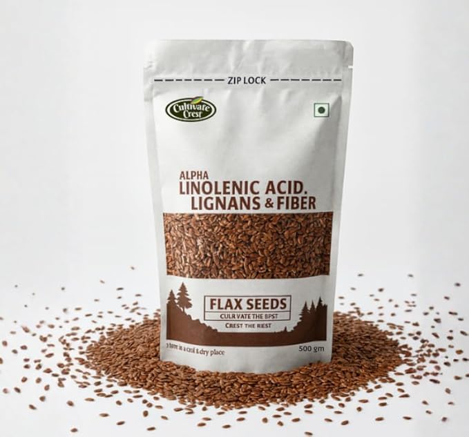 Image of Cultivate Crest Organic Flax Seeds 200g | 100% Natural & Raw High Protein Ground Flaxseeds | Rich in Omega 3, Asli Seeds | High Fiber Superfood for Daily Nutrition | Vegan, Keto Friendly
