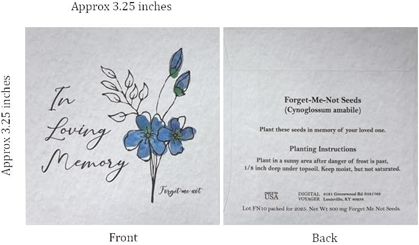 Forget Me Not Seeds - in Loving Memory Funeral Favors - Prefilled Seed Packets - Ready to Give - Pack of 20
