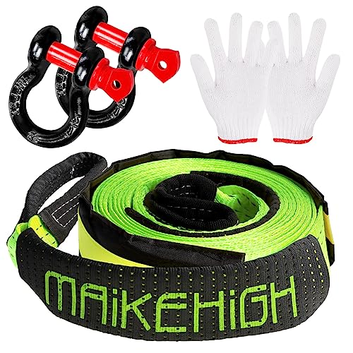 MAIKEHIGH Abschleppseil 5M x 5cm, 10 Tonnen (22,000 Lbs) Tow Rope Kit Für Off-Road Recovery mit...