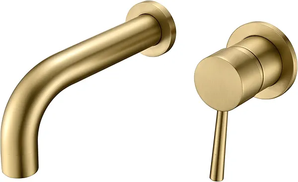 SUMERAIN Wall Mount Bathtub Faucet Tub Filler with Valve, Brushed Gold Single Handle