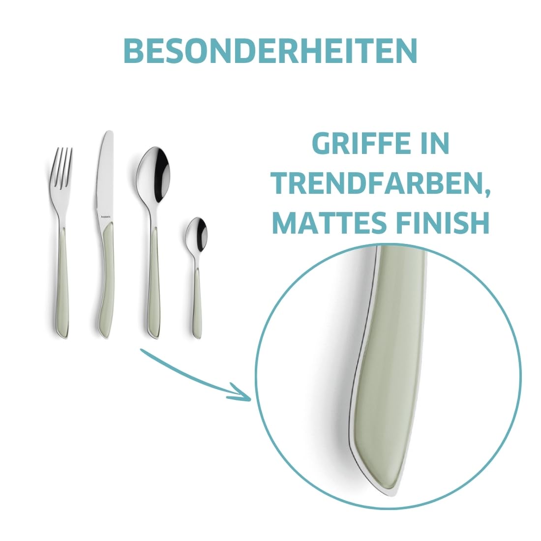 Kuppels 2294SAPK10C71 - Cubertería (acero inoxidable) | Mango de plástico esmerilado, cuchillo ondulado, inoxidable, apto para lavavajillas, disponible en 9 tonos