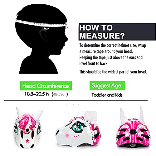 Toddler Helmet Unicorn Bike Helmet For Girls With Taillight 3D Unicorn Cpsc And Cpsia Safety Certified Approximately 2-8 Years Easily Adjuastable Skateboard Skating Scooter Helmet #TOP5