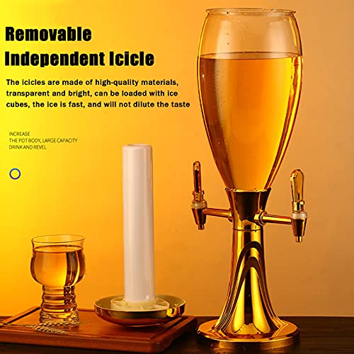 Distributeur de tour de bière 3L avec double robinet et distributeur de jus transparent - 3