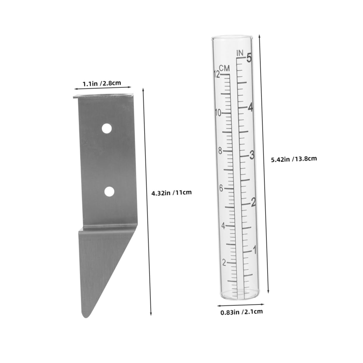 FUNOMOCYA Rain Gauge Bracket with Glass Tube 2 Pieces Garden Rain Gauge for Deck Patio Lawn