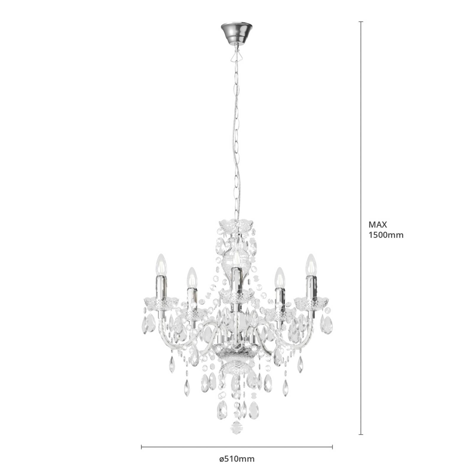 Lindby Kronleuchter Merida (Retro, Vintage Antik) in Transparent (5 flammig E14) - Pendelleuchte Hängelampe Lüster Lampe Deckenleuchte Deckenlampe Wohnzimmerleuchte