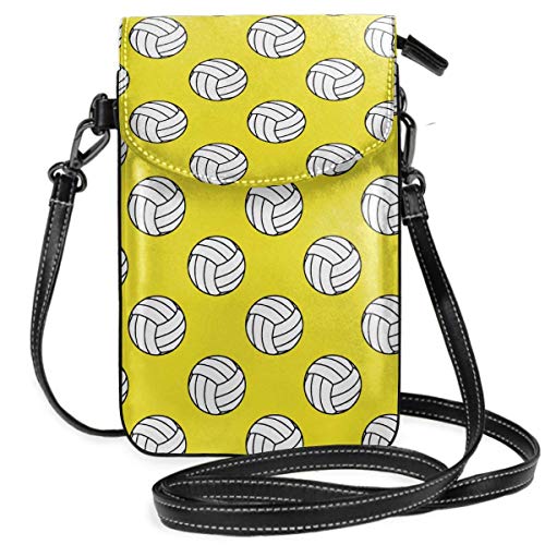 Preisvergleich Produktbild Schwarz-Weiß-Volleyballbälle Kleine Crossbody-Handy-Geldbörse Tasche Smartphone-Geldbörse mit abnehmbarem Gurt