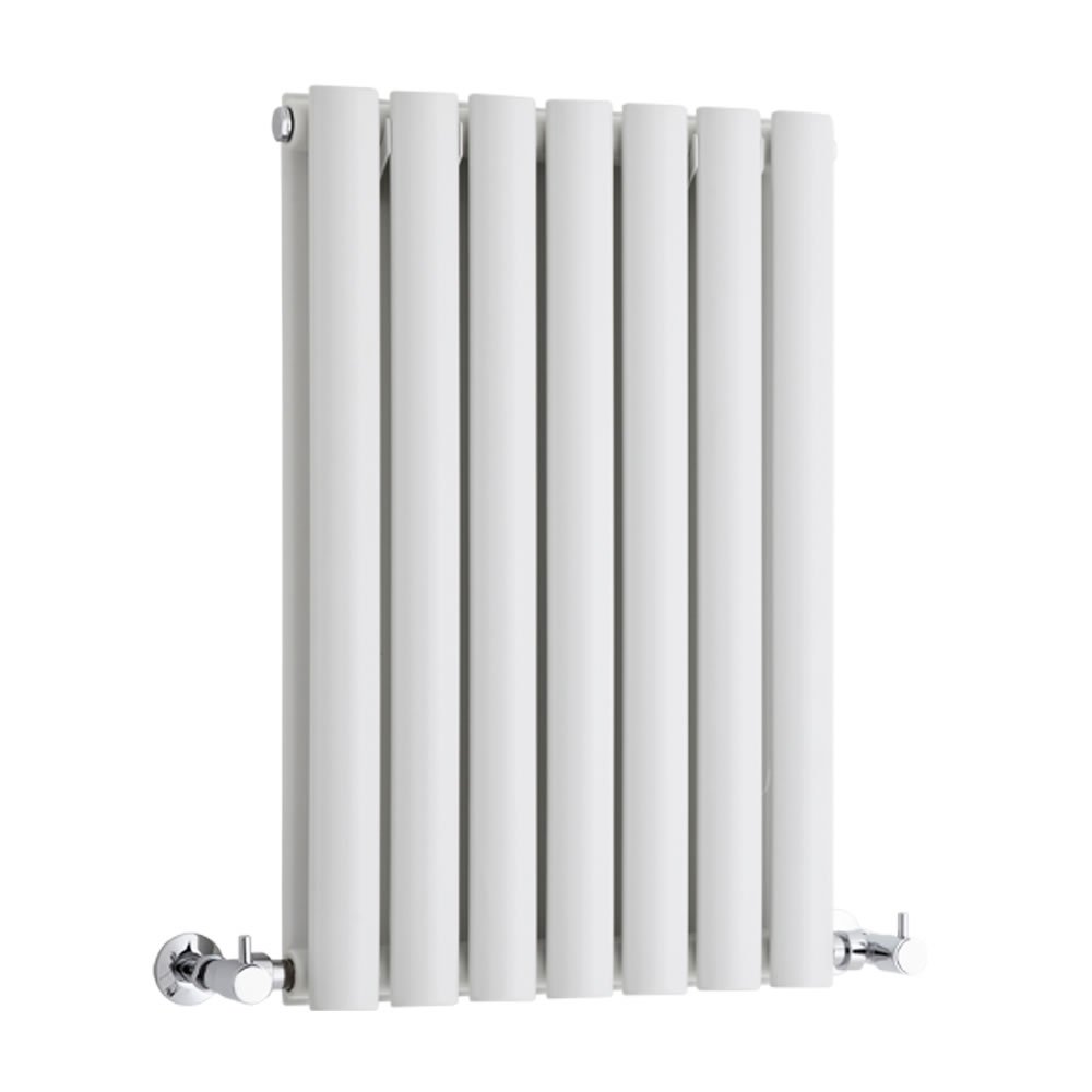 Milano Aruba White Horizontal Double Oval Panel Radiator - 635mm x 413mm