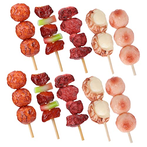 TOYANDONA 10個 シミュレーションバーベキュー串 プラスチック製の遊具 フェイクフードモデル バーベキュー肉 キッチンの装飾 人工のバーベキューのおもちゃ の遊びのモデル S 人工物 塩ビ