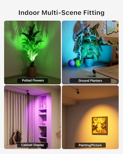 Image of 6 Pack Color Change Spotlights for Decor Lighting 120V Remote Waterproof Plug-in Multicolor Landscape Spot Light Uplight for Yard Decoration, Tree, Bush, Status, Indoor Plant, Picture & Painting
