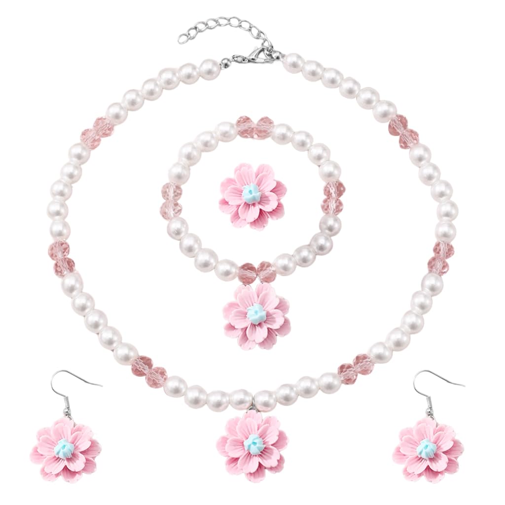 SNOWIE SOFT® Jewellery Set For Girls, Cute Flower Pearl Princess Kids Jewelry For Girls 4pcs Kids Jewelry Set Include Necklace Bracelet Earrings And Rings -Ideal Gift Set For Girls Birthdays & Parties (B0D1CK7MDY) Amazon Price History, Amazon Price Tracker