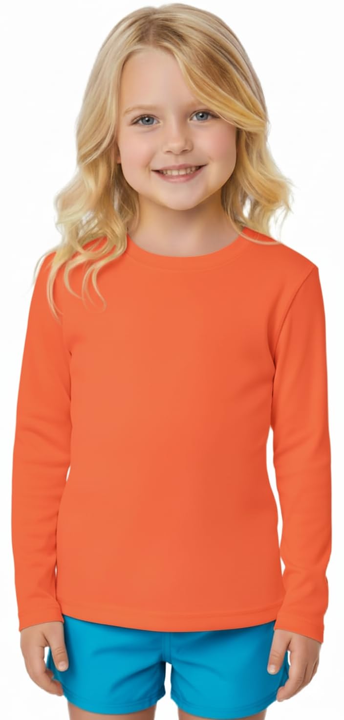 INGEAR Girls Long Sleeve Rash Guard Swim Shirt Outdoor Sports Shirt Lightweight Athletic Tee Protective