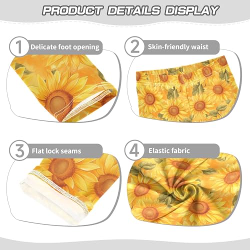 Girls Leggings Soft Toddler Ankle Length Bottoms Sunflower Kids Dance Yoga Pants 4-10 Years3