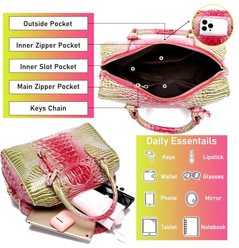 Image of Makcr Joacbv Top-Handle Crocodile Purses For Women Crossbody Leather Bags Trendy Large Capacity Tote with Shoulder Strap