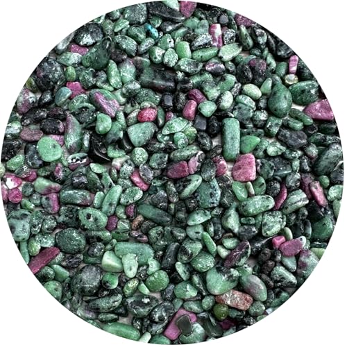 Image of GAF TREASURES 2 oz Lot Natural Semi Tumbled Gemstone Chips, Crushed Mini Crystals, Undrilled Crystal Chips (Ruby Zoisite)