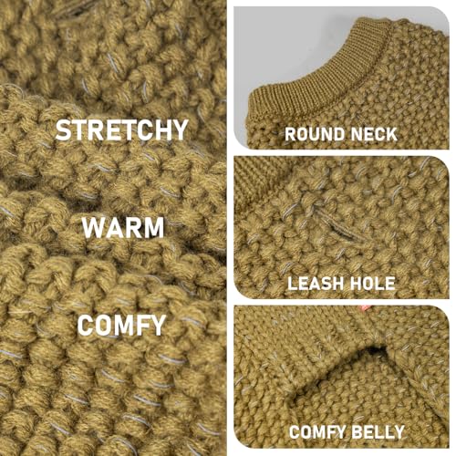 Image of KYEESE Reflective Yarn Dog Sweater for Small Dogs Thick Knit Pullover | Reflective for Visibility, Leash Hole for Walk, Stretchy Fit, Lightweight & Warm, Gentle on Sensitive Skin, Winter Daily Wear