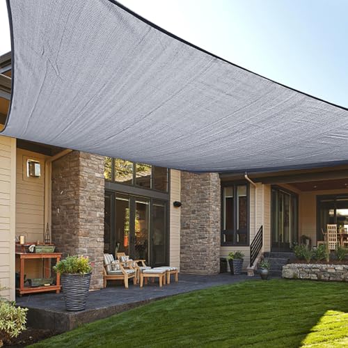 LOVE STORY Custom Size 5'x7' Silver Sun Shade Sail Rectangle UV Block Canopy Patio Sail Sunshades Fabric for Outdoor Garden Carport (We Make Custom Size)