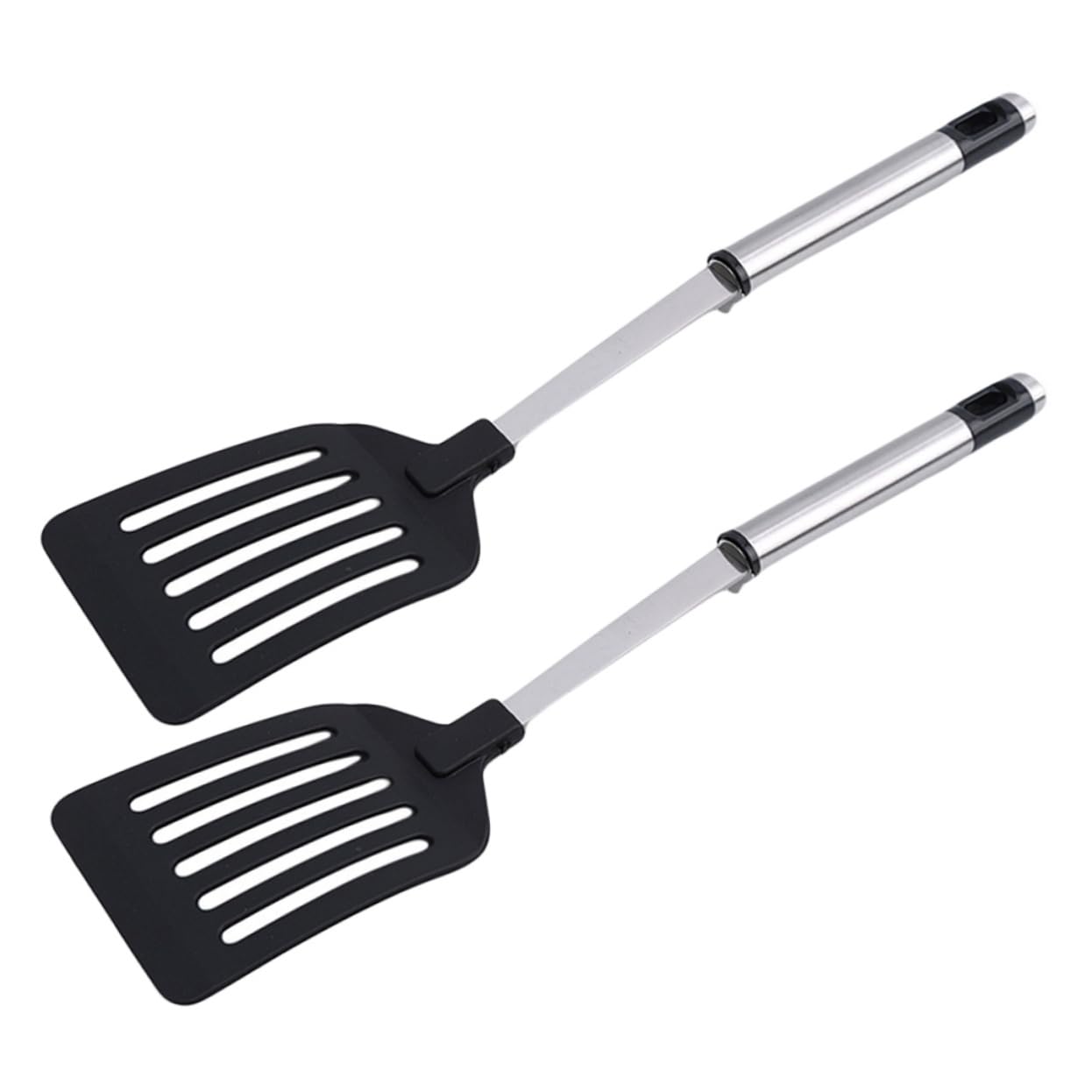 FUNOMOCYA 2 Pcs Home Spatula Nylon Black Steak Spatula Stainless Steel Cooking Spatula Pan Spatula Stainless Steel