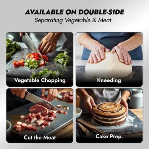 Image of HOMIFLY 304 Stainless Steel Chopping Board for Kitchen /Non-Slip Cutting Board /Food-Grade & Double-Sided Kitchen Chopper for Vegetable, Fruit, Bread, Meat & Kneading Dough (Large)