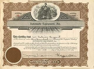 Automatic Equipment, Inc. - Stock Certificate